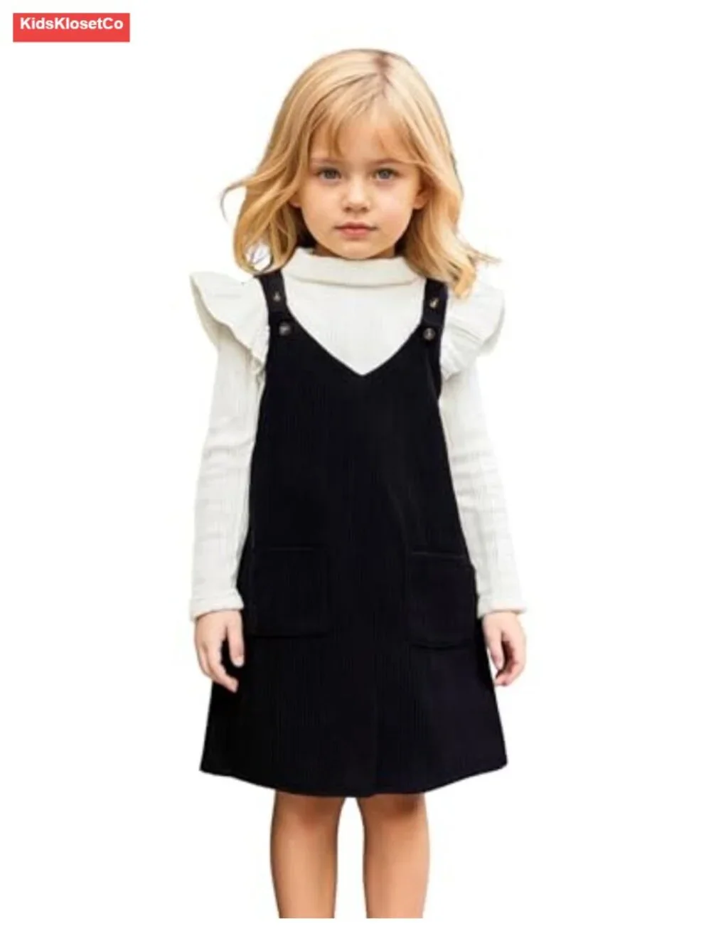 Toddler Girl Corduroy Pinafore Overall Dress Set 2-7 Years